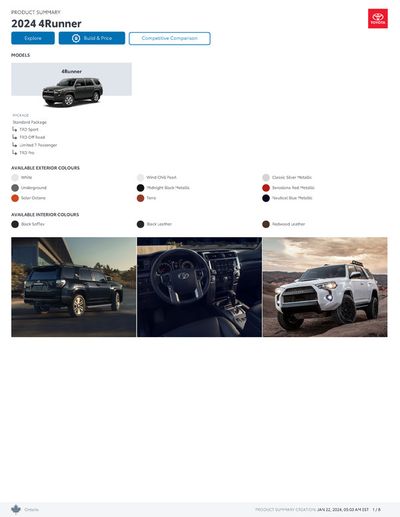 Toyota catalogue | Toyota 4Runner | 2024-01-22 - 2025-01-22