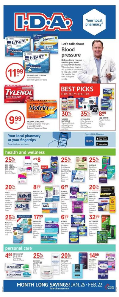 Pharmacy & Beauty offers in Mississauga | Month Long Savings in IDA Pharmacy | 2024-01-26 - 2024-02-22