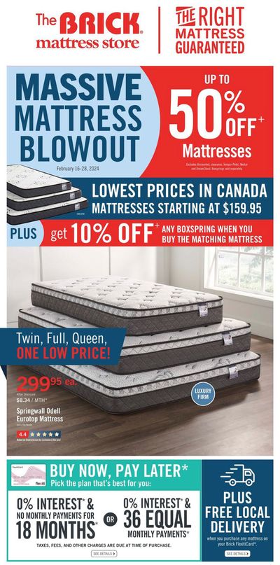 Home & Furniture offers in Richmond Hill | Up To 50% Off Mattresses in The Brick | 2024-02-20 - 2024-02-28