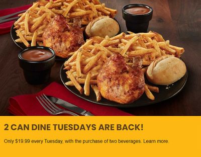 Restaurants offers in North Bay | 2 CAN DINE TUESDAYS ARE BACK! in Swiss Chalet | 2024-03-20 - 2024-04-03