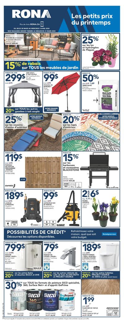 Garden & DIY offers in Shawinigan | RONA Weekly ad in RONA | 2024-03-28 - 2024-04-03