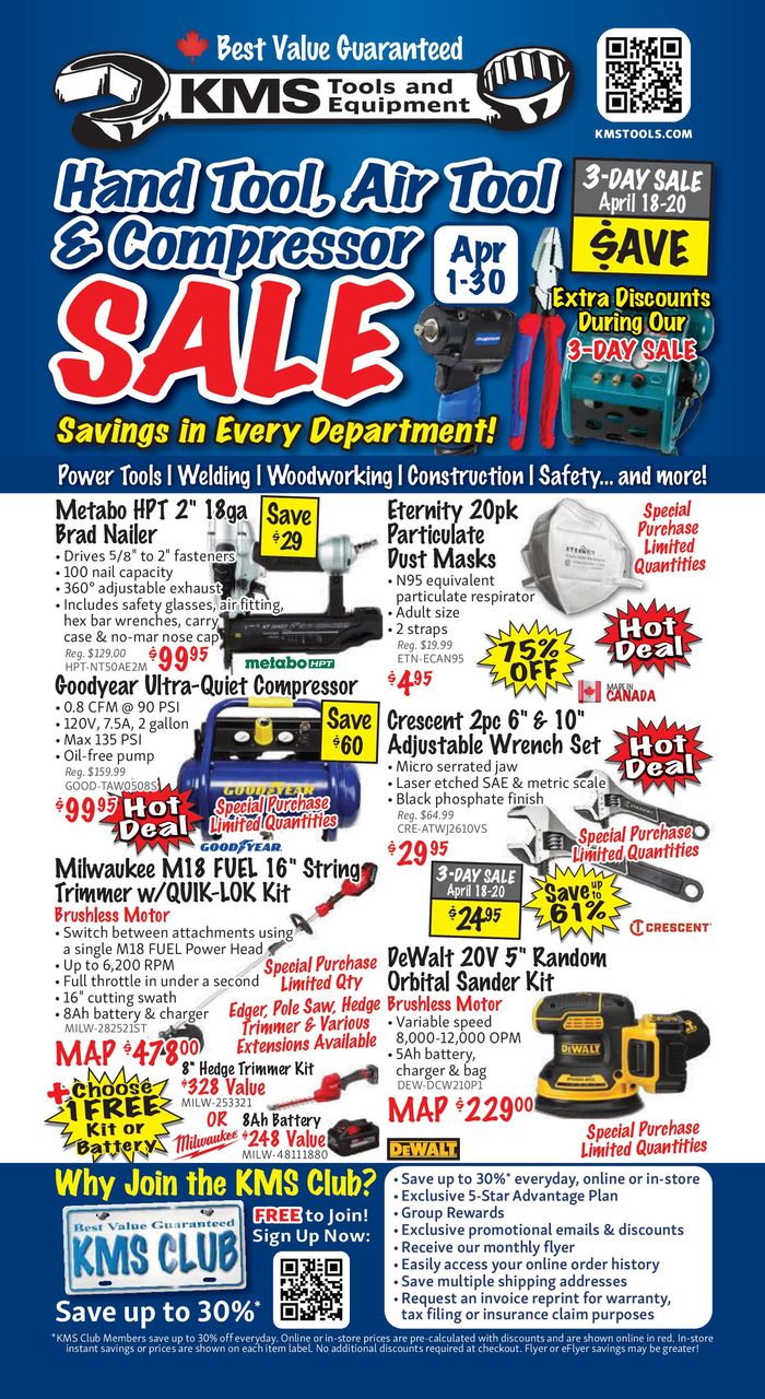 KMS Tools catalogue in Red Deer | KMS Tools April 2024 Hand Tool Air Tool Compressor Sale | 2024-04-02 - 2024-04-16