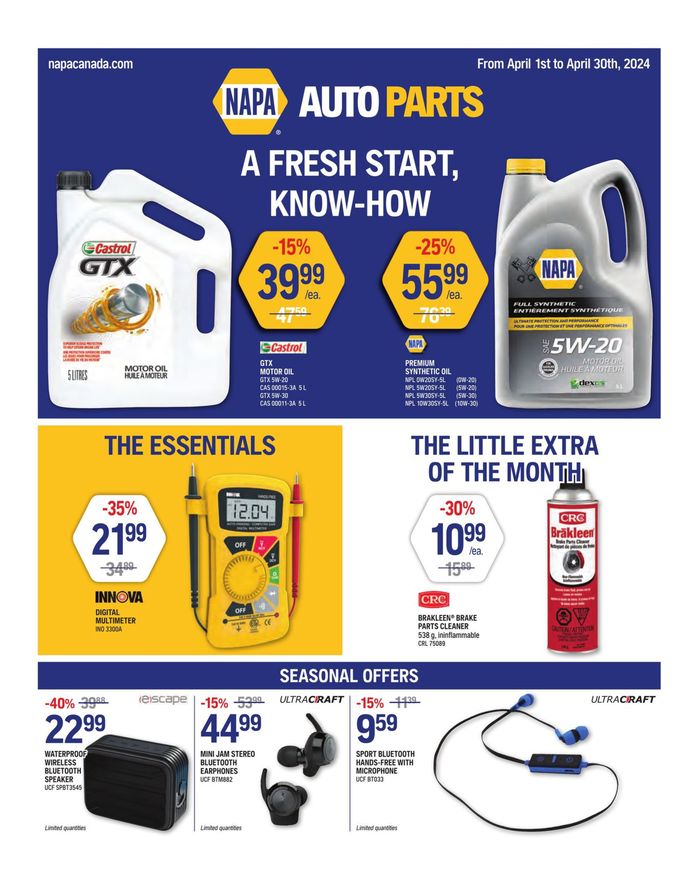 NAPA Auto Parts catalogue in Red Deer | Flyer | 2024-04-01 - 2024-04-30