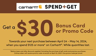 Clothing, Shoes & Accessories offers in Saint John | Get a $30 Bonus Card or Promo Code in Mark's | 2024-04-08 - 2024-04-24