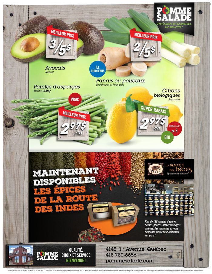 Pomme Salade catalogue in Quebec | Pomme Salade Circulaire  | 2024-04-11 - 2024-04-17