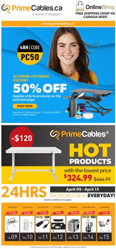 Electronics offers in Kitchener | 50% Off in Primecables | 2024-04-11 - 2024-04-16