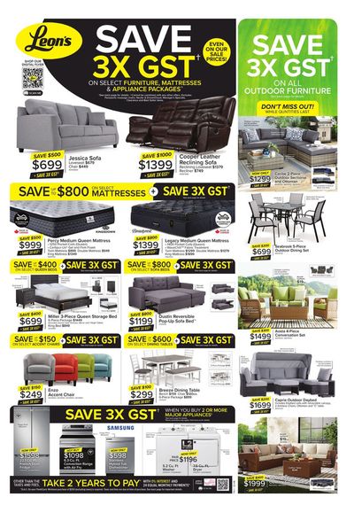 Home & Furniture offers in Saint John | Save 3x GST in Leon's | 2024-04-11 - 2024-05-01