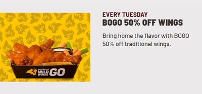 Restaurants offers in Mississauga | BOGO 50% OFF WINGS​ in Buffalo Wild Wings | 2024-04-12 - 2024-04-26