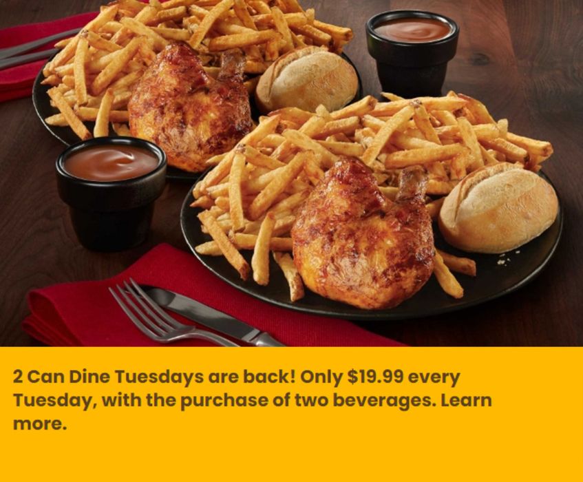 Swiss Chalet catalogue in Georgina | 2 Can Dine Tuesdays are back! Only $19.99 every Tuesday | 2024-04-12 - 2024-04-26
