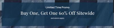Clothing, Shoes & Accessories offers in Walnut Grove | Buy One, Get One 60% Off Sitewide in Bootlegger | 2024-04-12 - 2024-04-26