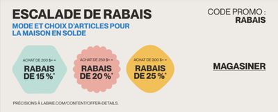 Clothing, Shoes & Accessories offers | ESCALADE DE RABAIS in La Bahie d'Hudson | 2024-04-12 - 2024-04-26