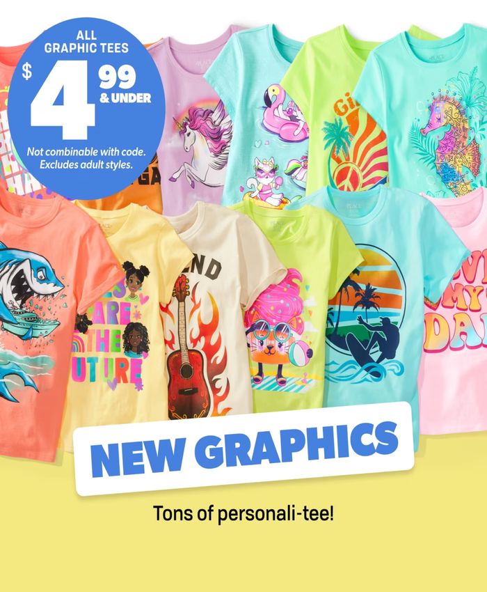 The Childrens Place catalogue in Toronto | All Graphics Tees $4.99 & Under | 2024-04-12 - 2024-04-26