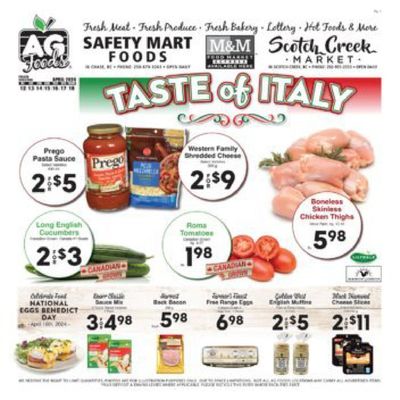 Grocery offers in Scotch Creek BC | Taste Of Italy in AG Foods | 2024-04-13 - 2024-04-27