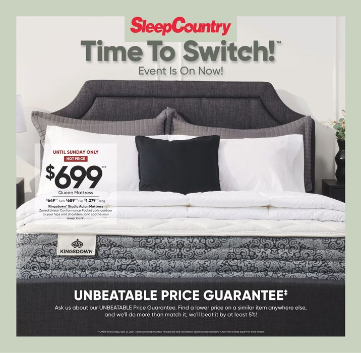 Sleep Country catalogue in Sarnia | Time To Switch Event | 2024-04-15 - 2024-04-21