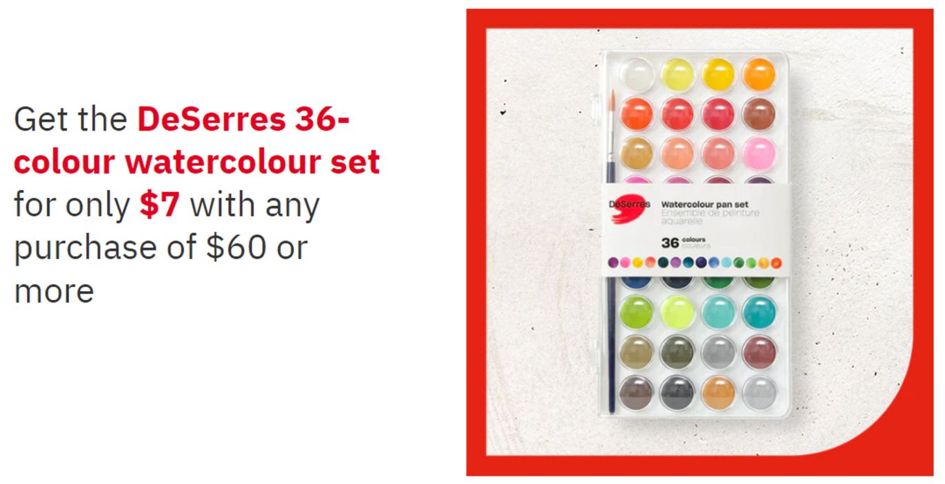 Deserres catalogue in Drummondville | Get the DeSerres 36-colour watercolour set for only $7 | 2024-04-16 - 2024-04-30
