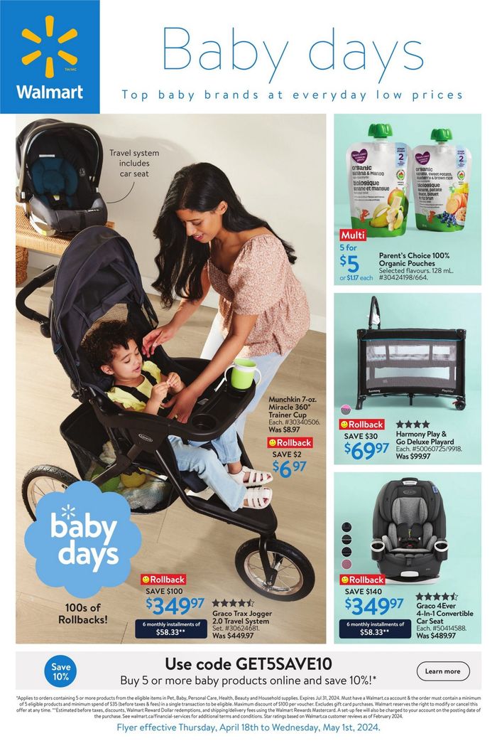 Walmart catalogue in Thunder Bay | Baby Days | 2024-04-17 - 2024-05-01