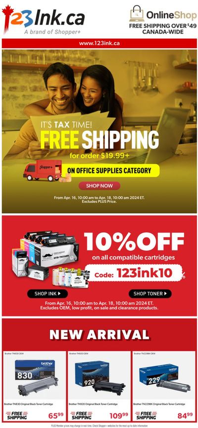 Home & Furniture offers in Toronto | IT'S TAX TIME! FREE SHIPPING in 123Ink | 2024-04-17 - 2024-04-23