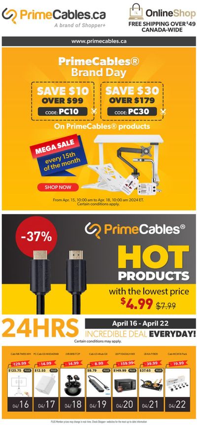 Electronics offers in Barrie | Hot Products in Primecables | 2024-04-17 - 2024-04-23