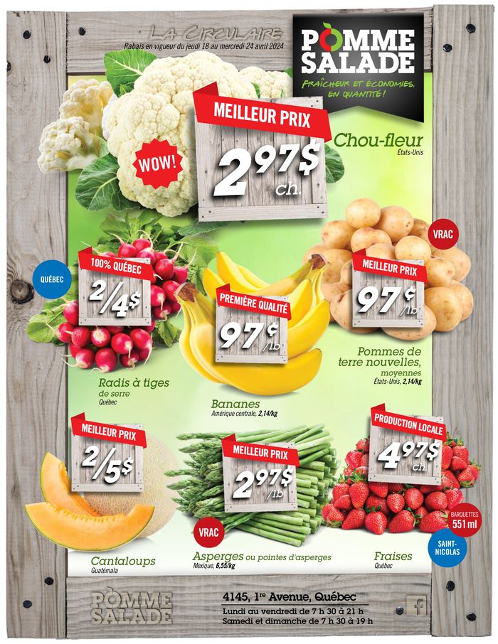 Pomme Salade catalogue in Quebec | Circulaire Pomme Salade | 2024-04-18 - 2024-04-24