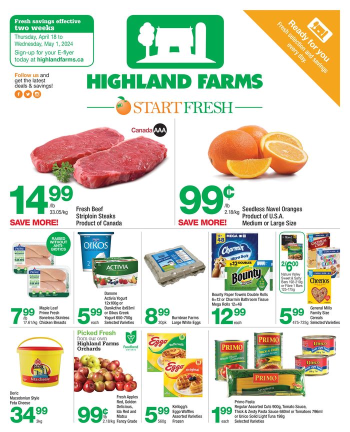 Highland Farms catalogue in Mississauga | Start Fresh | 2024-04-18 - 2024-05-01