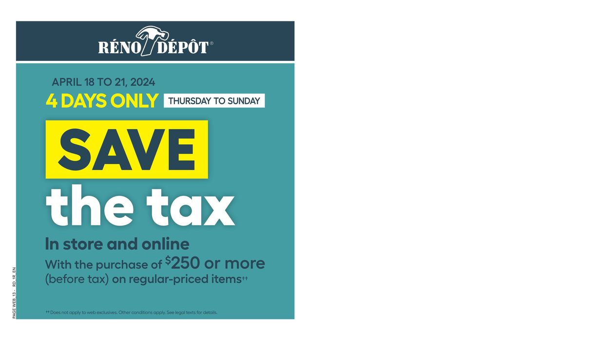 Réno Dépôt catalogue in Calgary | Save the tax | 2024-04-18 - 2024-04-24
