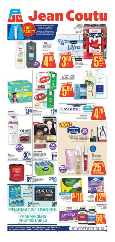 Pharmacy & Beauty offers in Edmundston | Weekly Flyer in Jean Coutu | 2024-04-18 - 2024-04-24