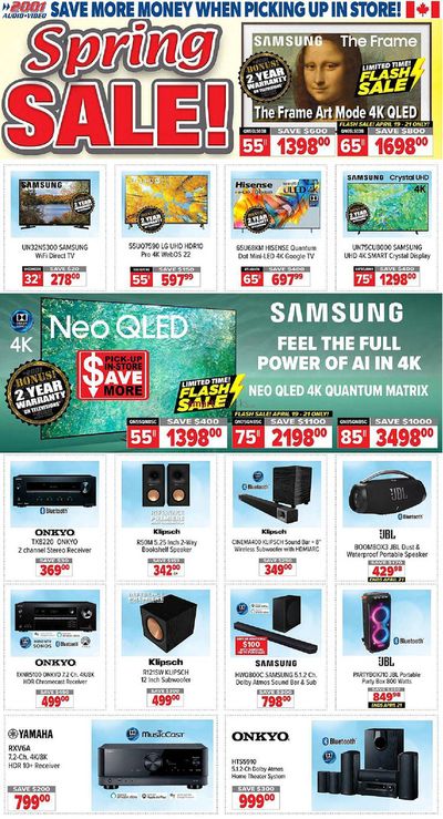 Electronics offers in Bowmanville | 2001 Audio Video weekly flyer in 2001 Audio Video | 2024-04-19 - 2024-04-25