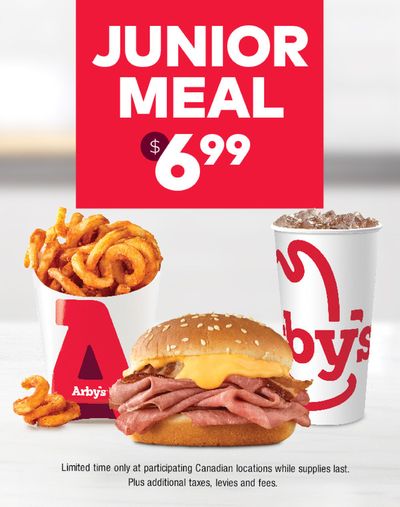 Restaurants offers in Chatham-Kent | Junior Meal $6.99 in Arbys | 2024-04-22 - 2024-05-06