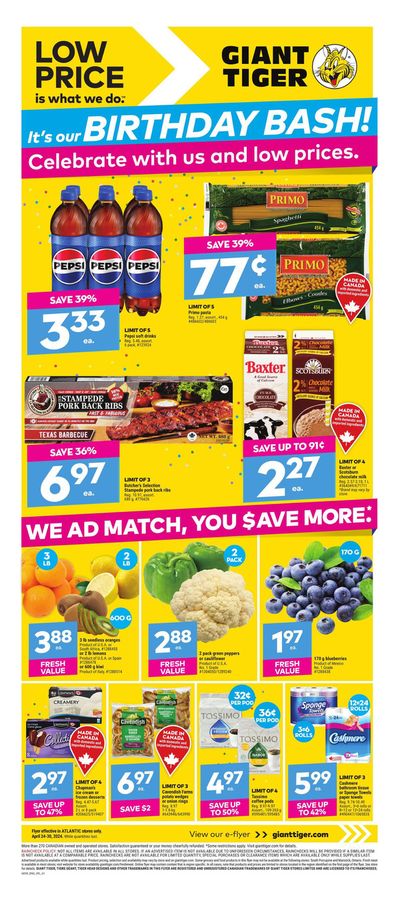 Grocery offers in Fredericton | Weekly Flyer in Giant Tiger | 2024-04-24 - 2024-04-30