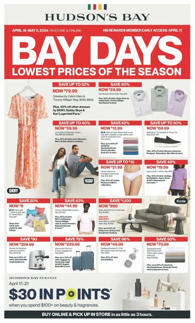 Clothing, Shoes & Accessories offers in Edmonton | Lowest Prices Of The Season in Hudson's Bay | 2024-04-23 - 2024-05-05