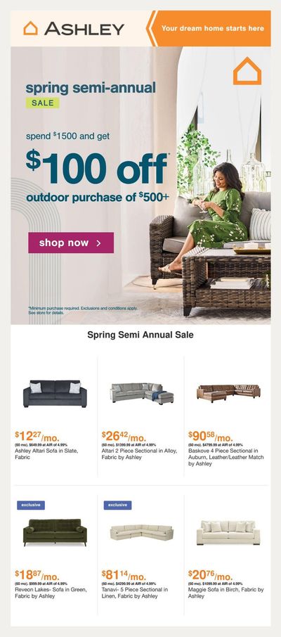 Home & Furniture offers in Brantford | Spring Semi-annual in Ashley Furniture | 2024-04-24 - 2024-04-24