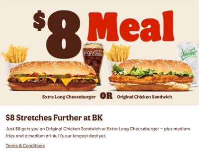Restaurants offers | $8 Meal Deal in Burger King | 2024-04-24 - 2024-05-08