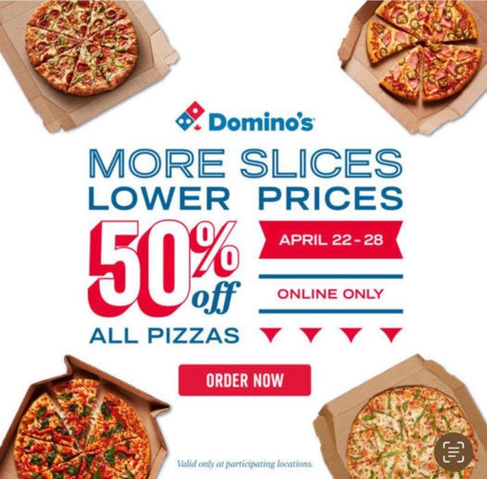 Domino's Pizza catalogue in Hamilton | 50% Off | 2024-04-24 - 2024-04-28