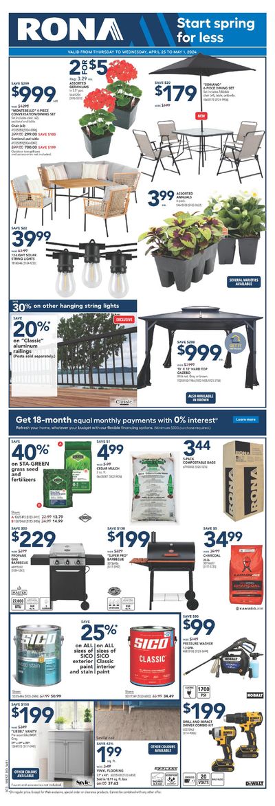 Garden & DIY offers in Okanagan Falls | RONA Weekly ad in RONA | 2024-04-25 - 2024-05-01