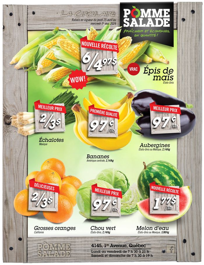 Pomme Salade catalogue in Quebec | Circulaire Pomme Salade | 2024-04-25 - 2024-05-09
