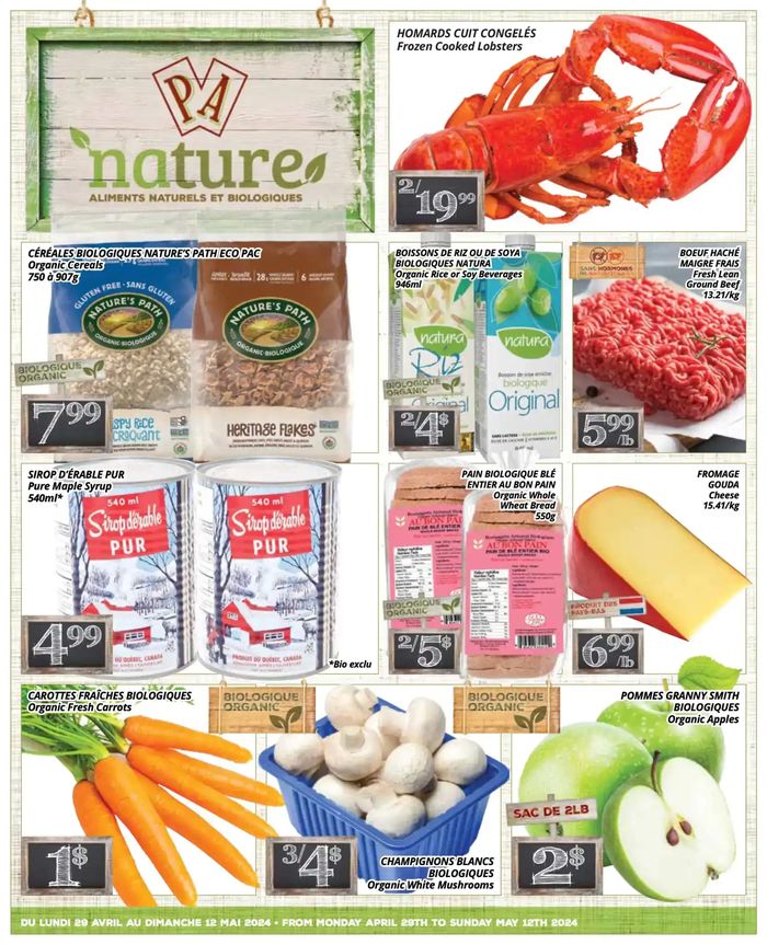 Supermarché PA catalogue | PA Nature ALIMENTS NATURELS ET BIOLOGIQUES | 2024-04-30 - 2024-05-14