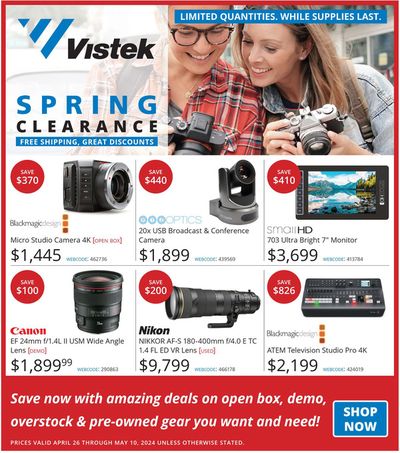 Electronics offers in Calgary | Spring Clearance in Vistek | 2024-05-02 - 2024-05-10