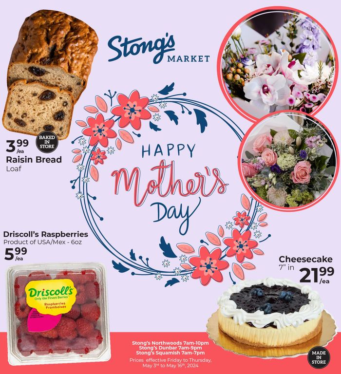 Stong's Market catalogue in Vancouver | Mother's Day Sale | 2024-05-03 - 2024-05-16