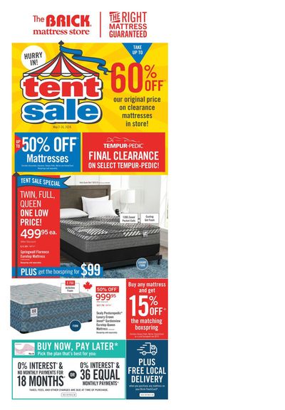 Home & Furniture offers in Mount Royal | Tent Sale in The Brick | 2024-05-02 - 2024-05-16