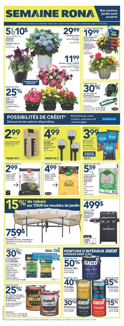Garden & DIY offers in Gatineau | RONA Weekly ad in RONA | 2024-05-09 - 2024-05-15