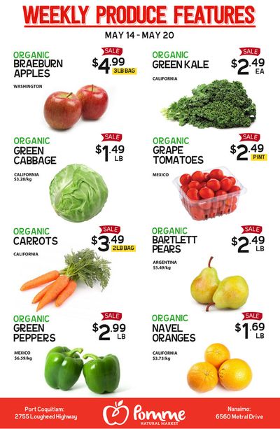Grocery offers in Coquitlam | Weekly Produce Features in Pomme Natural Market | 2024-05-14 - 2024-05-20