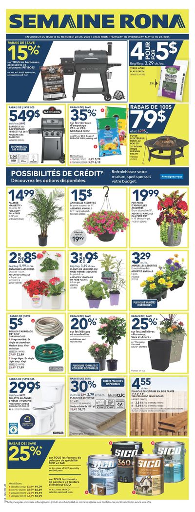 Garden & DIY offers in Fossambault-sur-le-Lac | RONA Weekly ad in RONA | 2024-05-16 - 2024-05-22