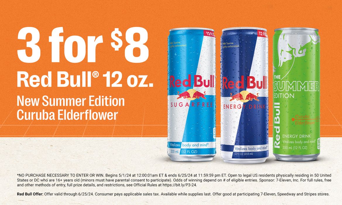 7 Eleven catalogue in Victoria BC | 3 For $8 Red Bull | 2024-05-17 - 2024-06-25