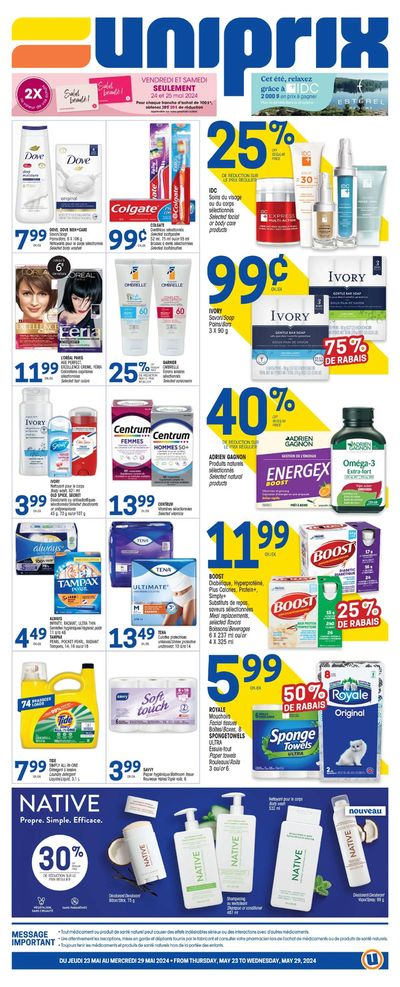 Pharmacy & Beauty offers in La Pocatière | Uniprix Weekly ad in Uniprix | 2024-05-23 - 2024-05-29