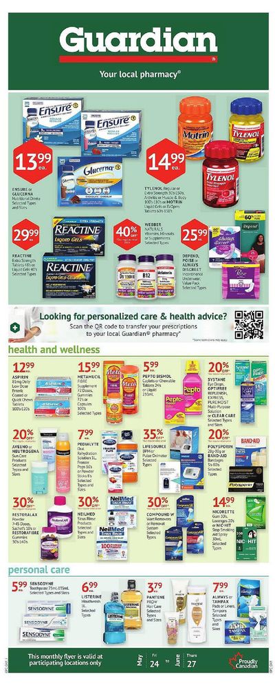 Guardian Pharmacy catalogue in Belledune | Weekly Deals | 2024-05-24 - 2024-05-30