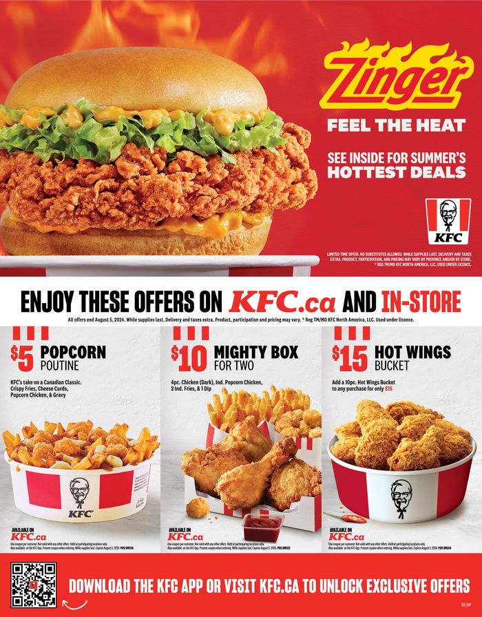 KFC catalogue in Winnipeg | Zinger Feel The Heat | 2024-05-24 - 2024-08-05
