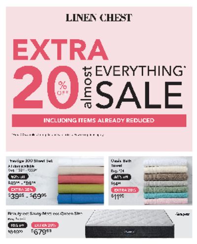 Linen Chest catalogue in Saguenay | Linen Chest Flyer I Shop our Extra 20% Sale | 2024-06-22 - 2024-07-06