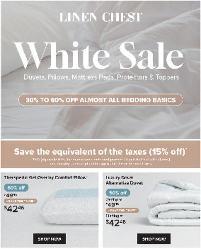Home & Furniture offers in Quebec | Linen Chest Flyer I Shop our White Sale in Linen Chest | 2024-07-19 - 2024-08-02