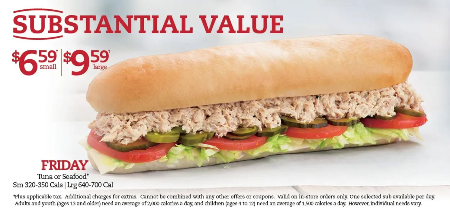 Mr Sub catalogue | SUBSTANTIAL VALUE $6.59 SMALL $9.59 LARGE | 2024-07-26 - 2024-08-09