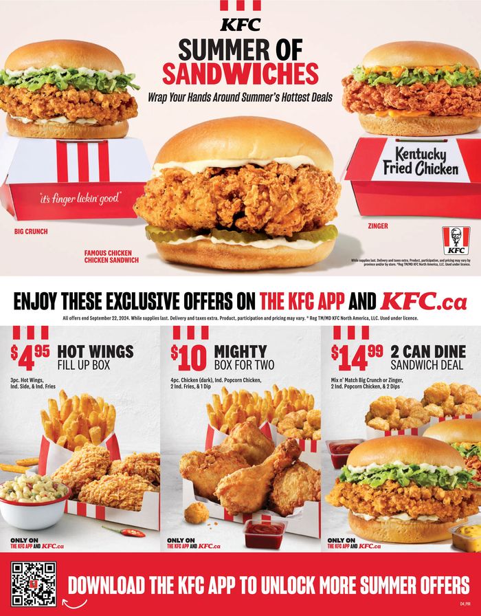 KFC catalogue in Calgary | SUMMER OF SANDWICHES | 2024-08-06 - 2024-09-22